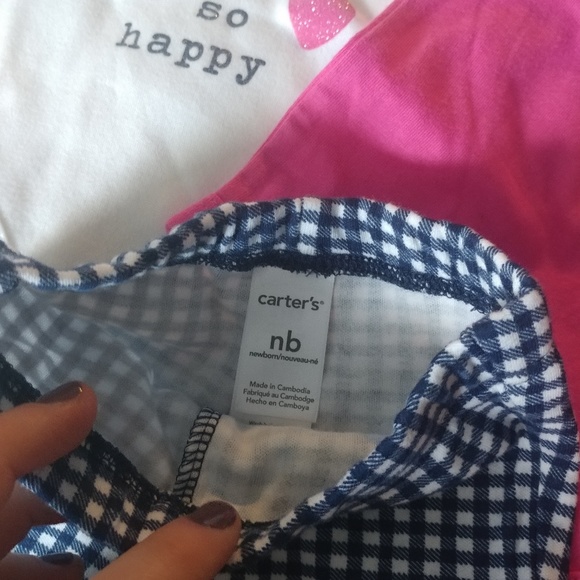 NWT Carter's Baby girl Strawberry plaid 3pc set NB - Picture 5 of 6